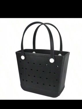 SHEIN Black Perforated Tote with Dual Top Handles